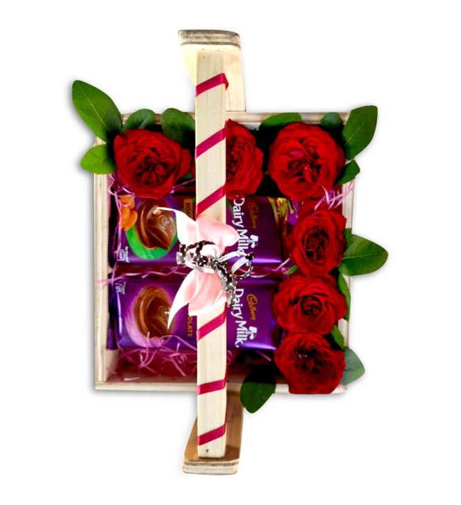 Customize Chocolate Gift with Wooden Basket