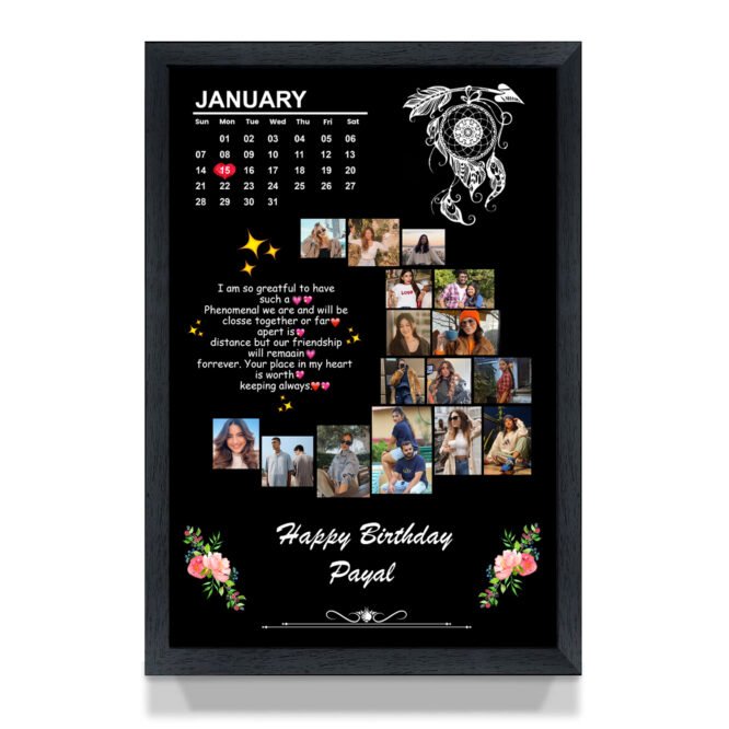 Moon Shape Black Personalized Photo Frame