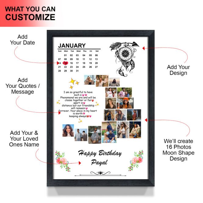 Moon Shape White Personalized Photo Frame - Image 2